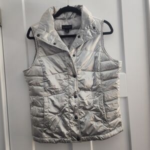 Lands' End Metallic Silver Puffer Vest